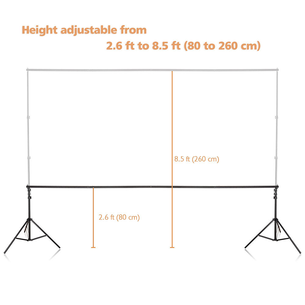 10'Wx8.5'H Backdrop Stand for Party Newborn Photography Black