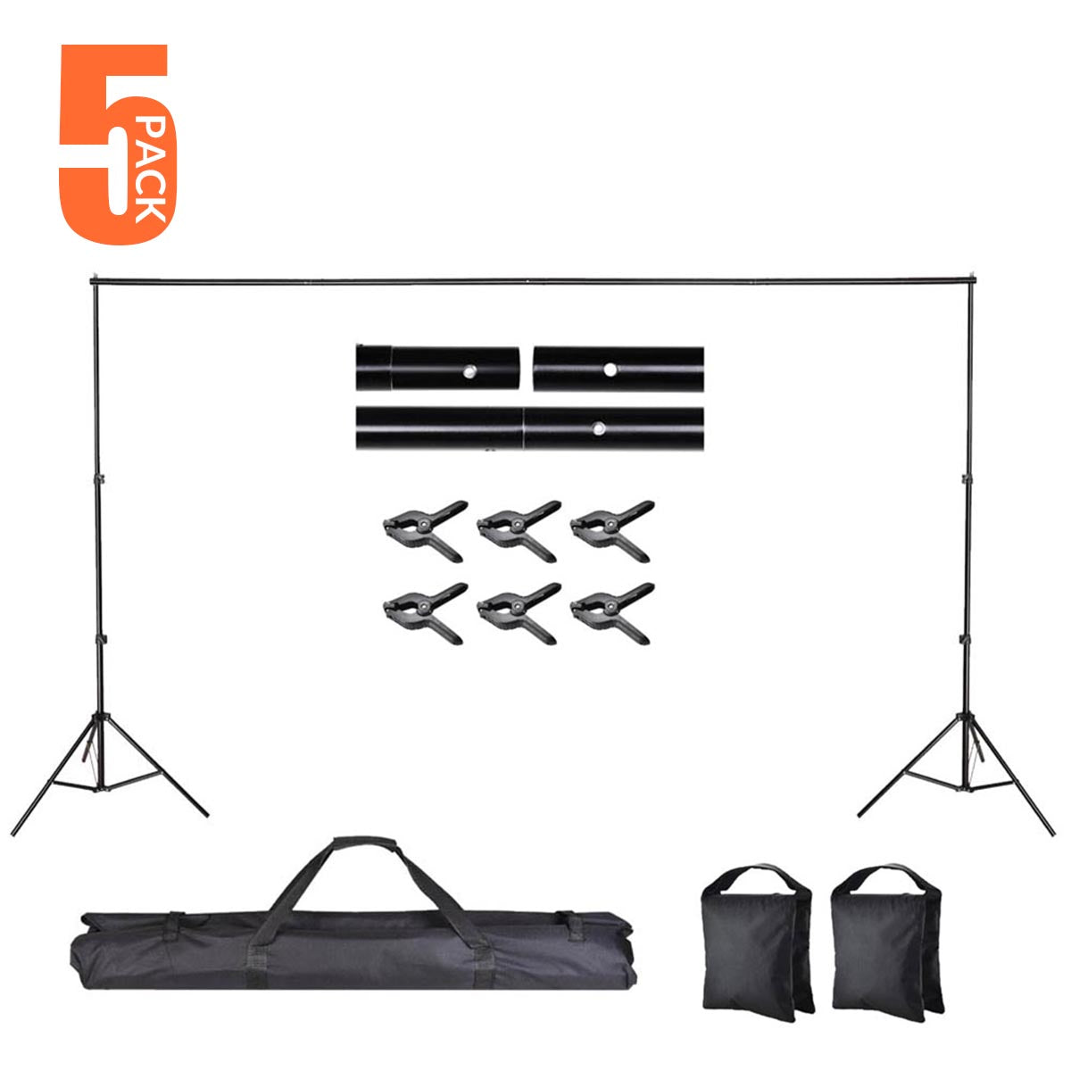 10'Wx7'H Backdrop Stand for Party Newborn Photography, 5ct/pack