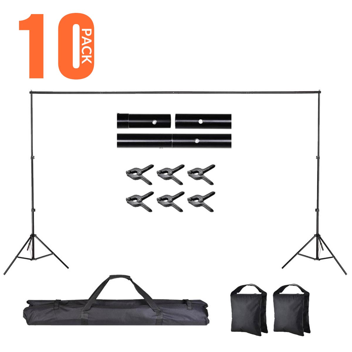 10'Wx7'H Backdrop Stand for Party Newborn Photography, 10ct/pack