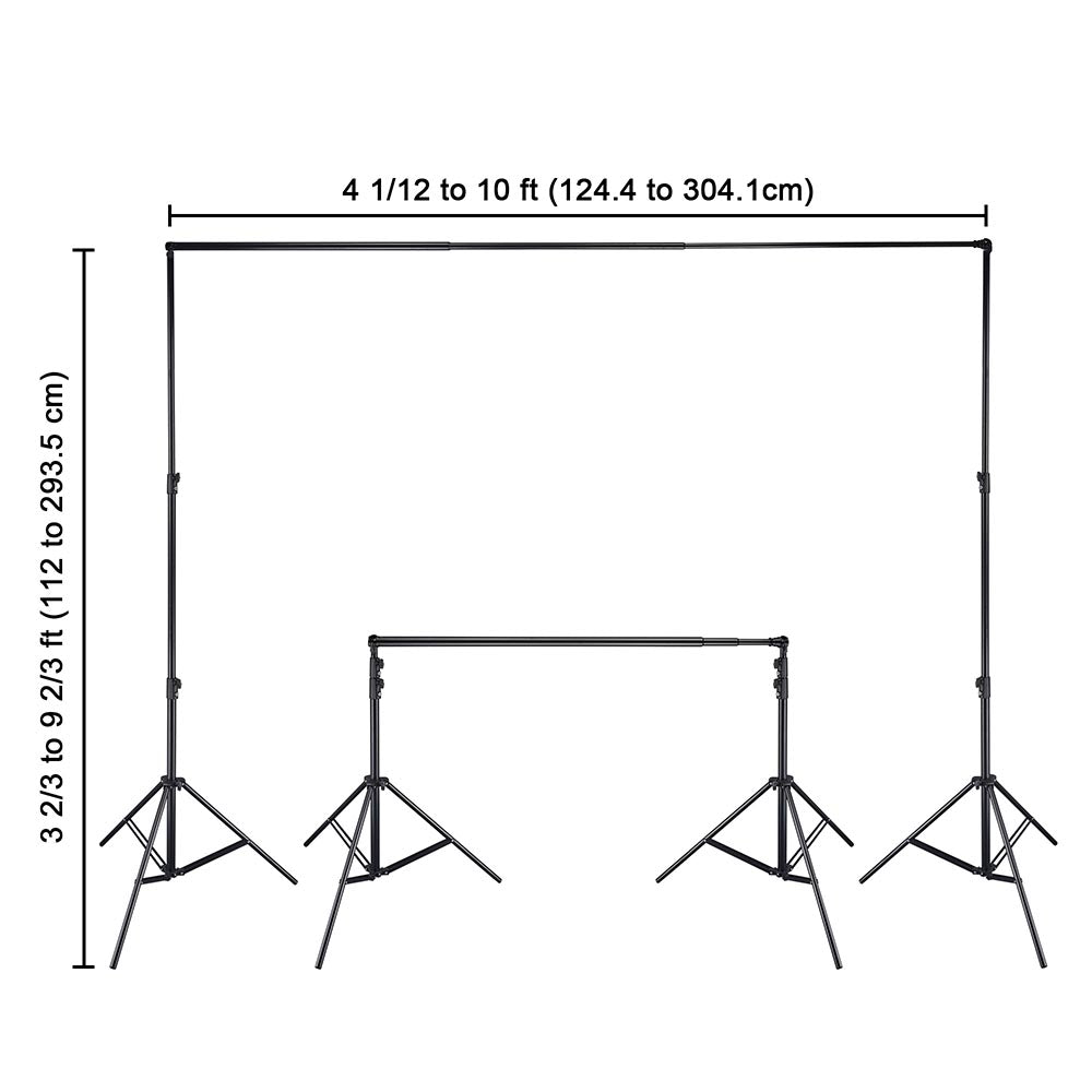 10'Wx9.6'H Backdrop Stand for Party Newborn Photography Black