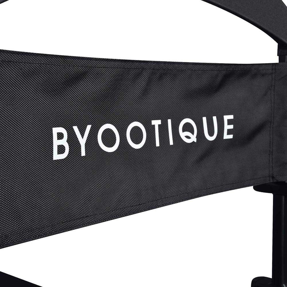28" Black Directors Chair with Headrest Interview Chair Black