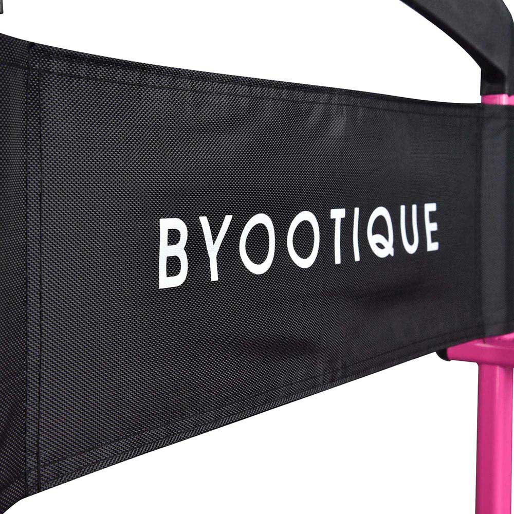 28" Pink Directors Chair with Headrest Folding Event Chair Pink
