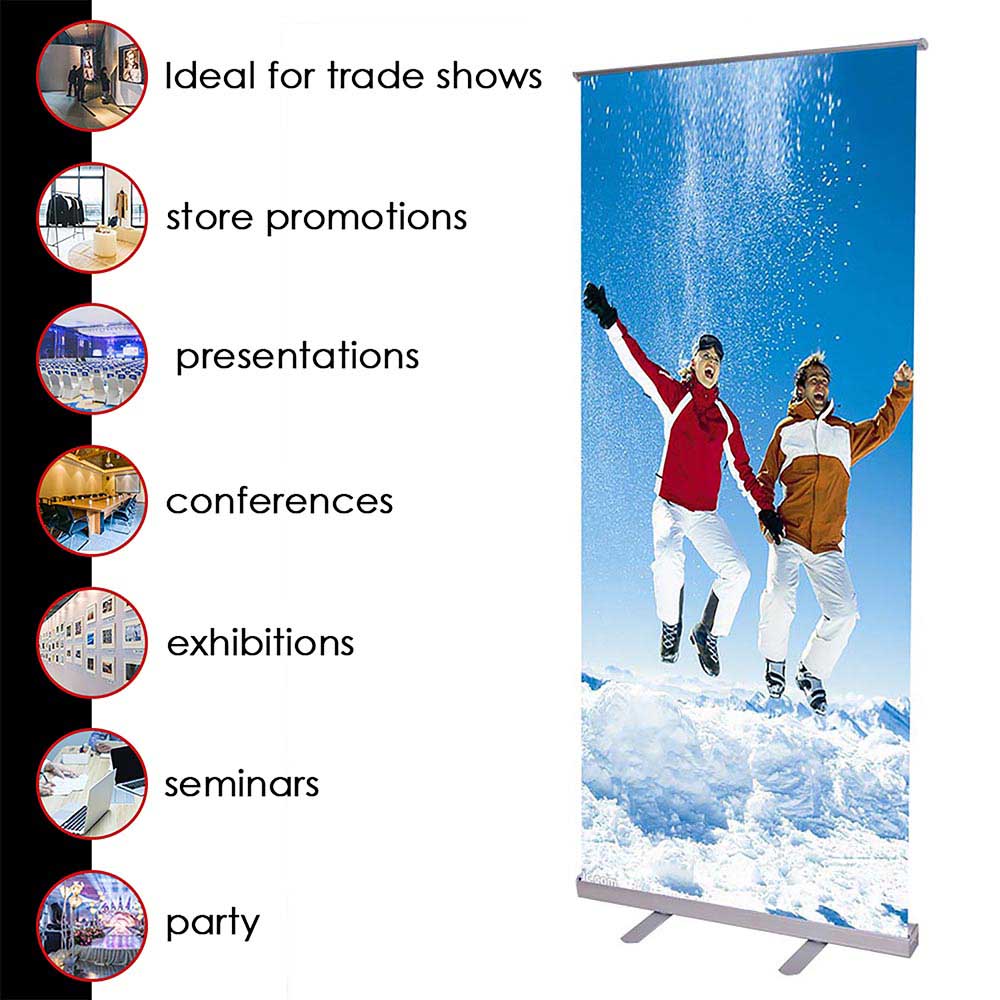Aluminum Retractable Banner Stand 33"x79" 10ct/Pack Silver