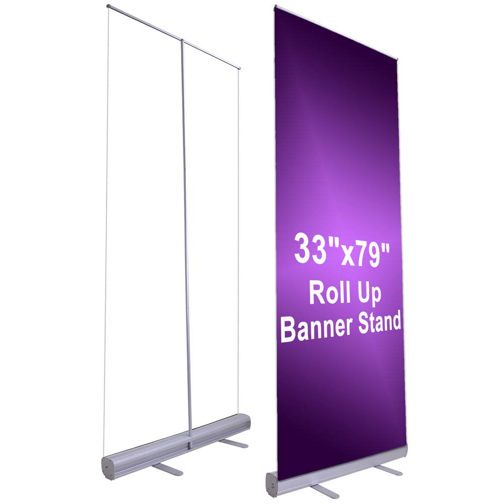 Aluminum Retractable Banner Stand 33"x79" 10ct/Pack Silver