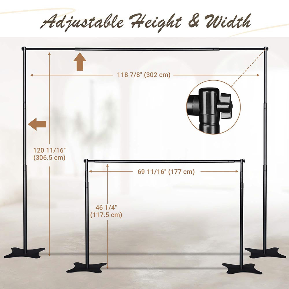 10'Wx10'H Backdrop Stand for Party Decor Newborn Photo Black