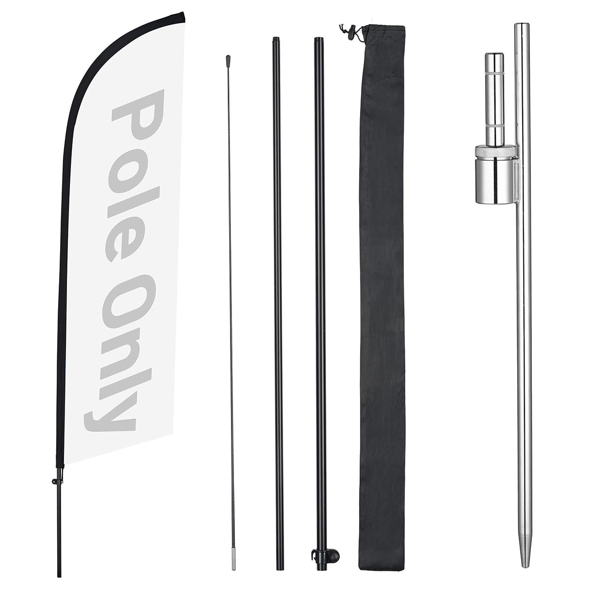 10ct. Feather Flag Pole Set - Height, Base Optional, 8.2ft Pole+Spike