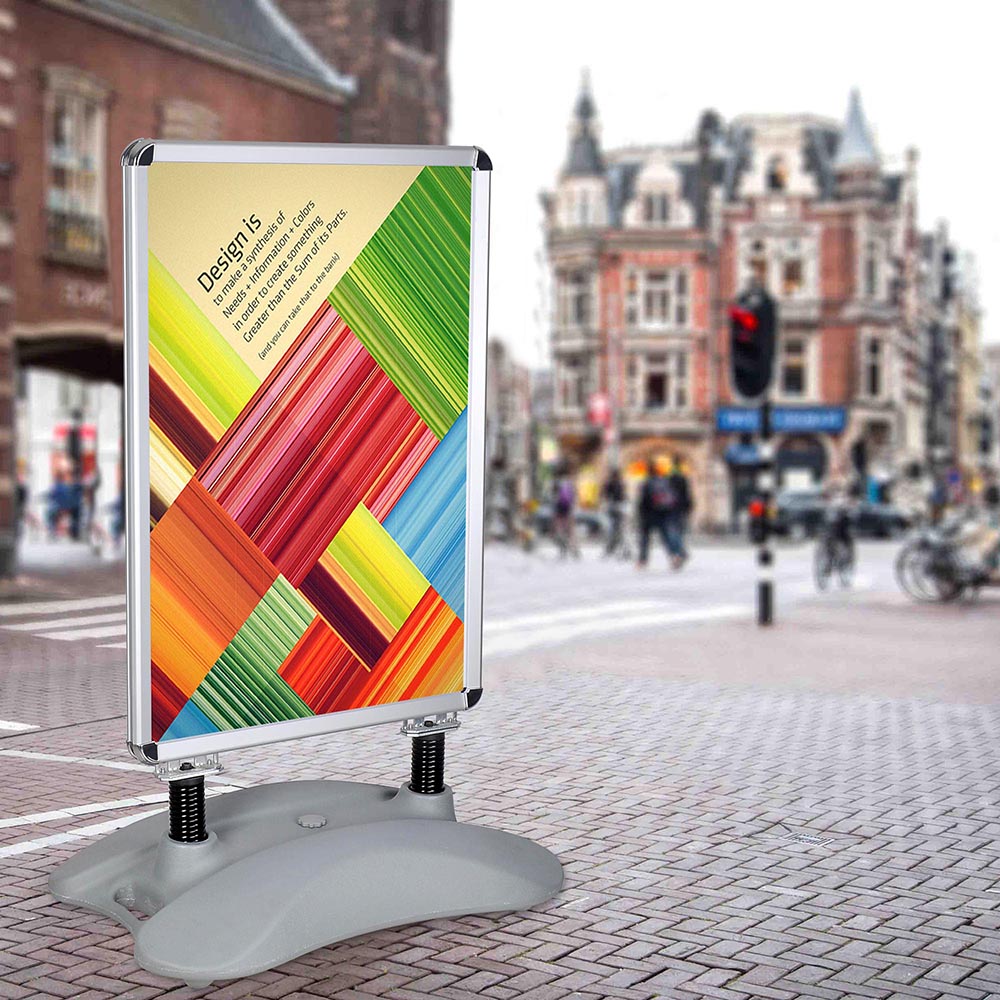 Outdoor Sign Board Wheeled Base with Handle Snap Open