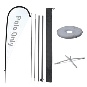 10ct. Teardrop Flag Pole Set - Height, Base Optional, 8.8ft Pole+Base