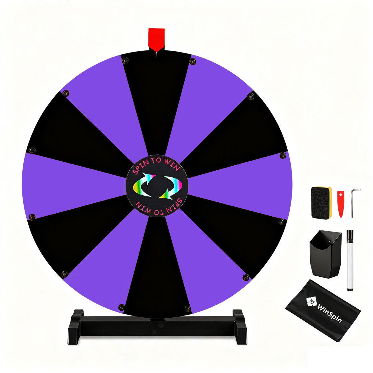 Modular Spin Wheel Tabletop 24in. Interchangeable 12-Slot, Black & Purple