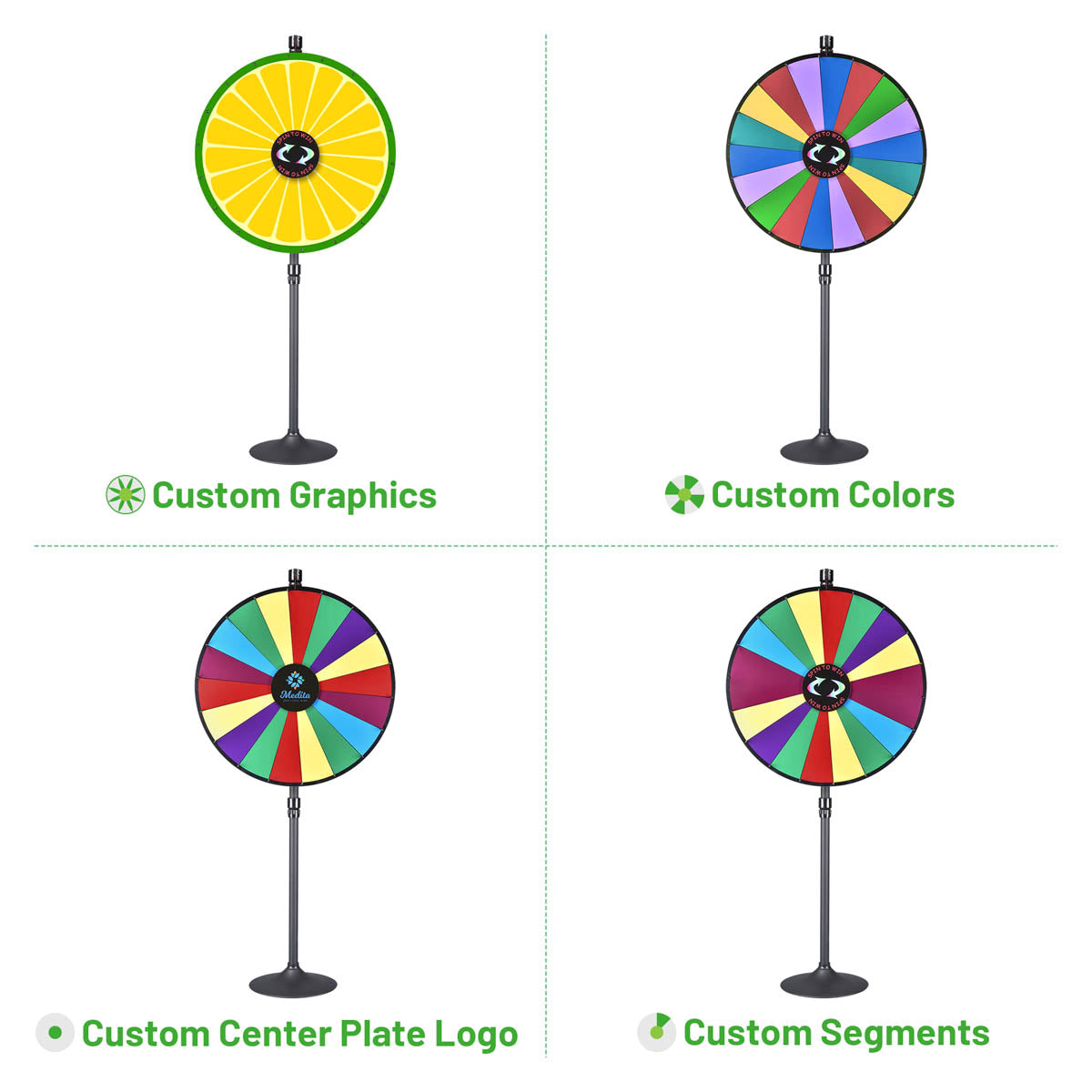 Custom Spin Wheel Tabletop & Floor Stand 36in. 18-Slot 1ct/pk White