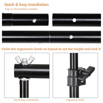 10'Wx8.5'H Backdrop Stand for Party Newborn Photography Black