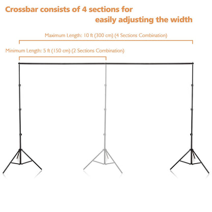10'Wx8.5'H Backdrop Stand for Party Newborn Photography Black