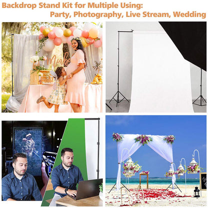 10'Wx8.5'H Backdrop Stand for Party Newborn Photography Black