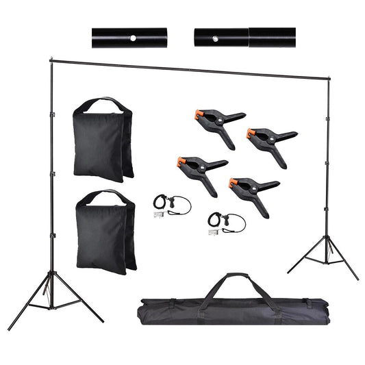 10'Wx8.5'H Backdrop Stand for Party Newborn Photography Black