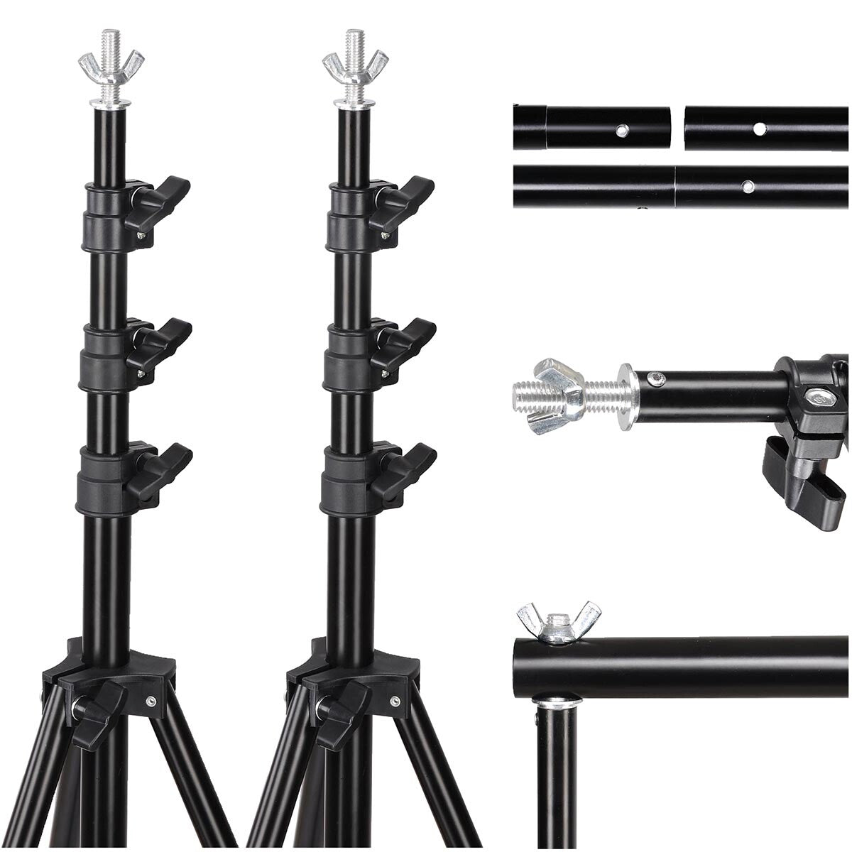 10'Wx8.5'H Backdrop Stand for Party Newborn Photography Black