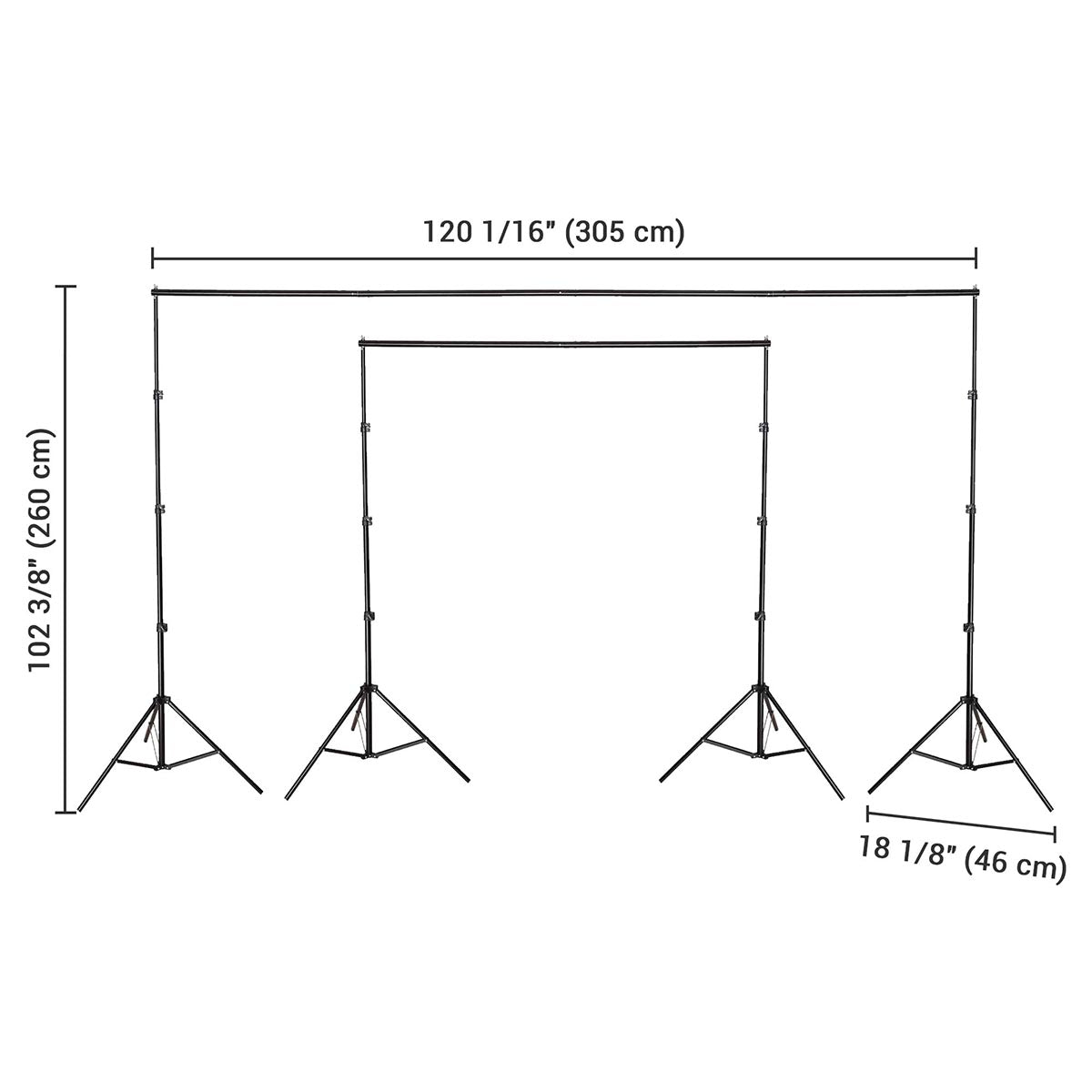 10'Wx8.5'H Backdrop Stand for Party Newborn Photography Black
