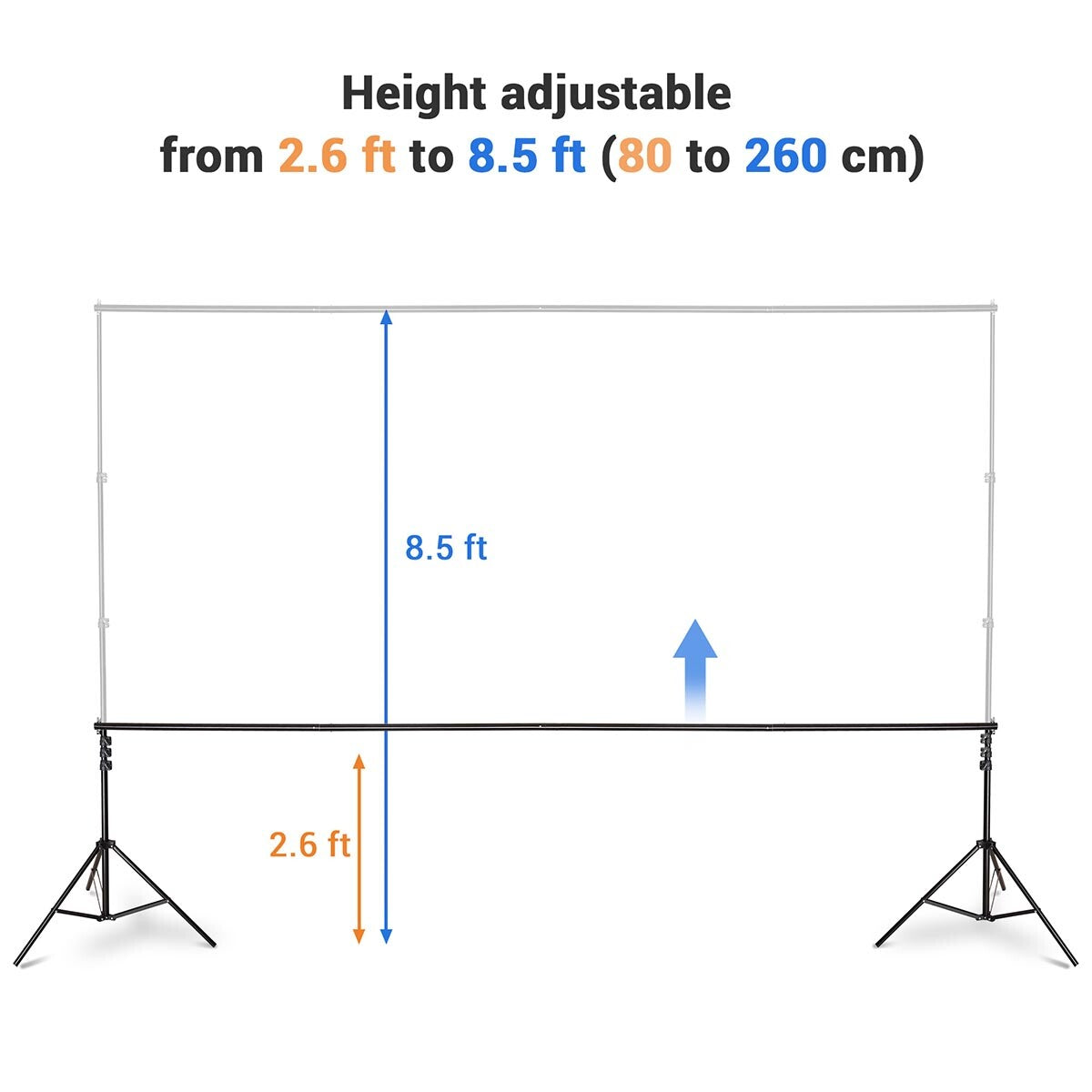 10'Wx8.5'H Backdrop Stand for Party Newborn Photography Black