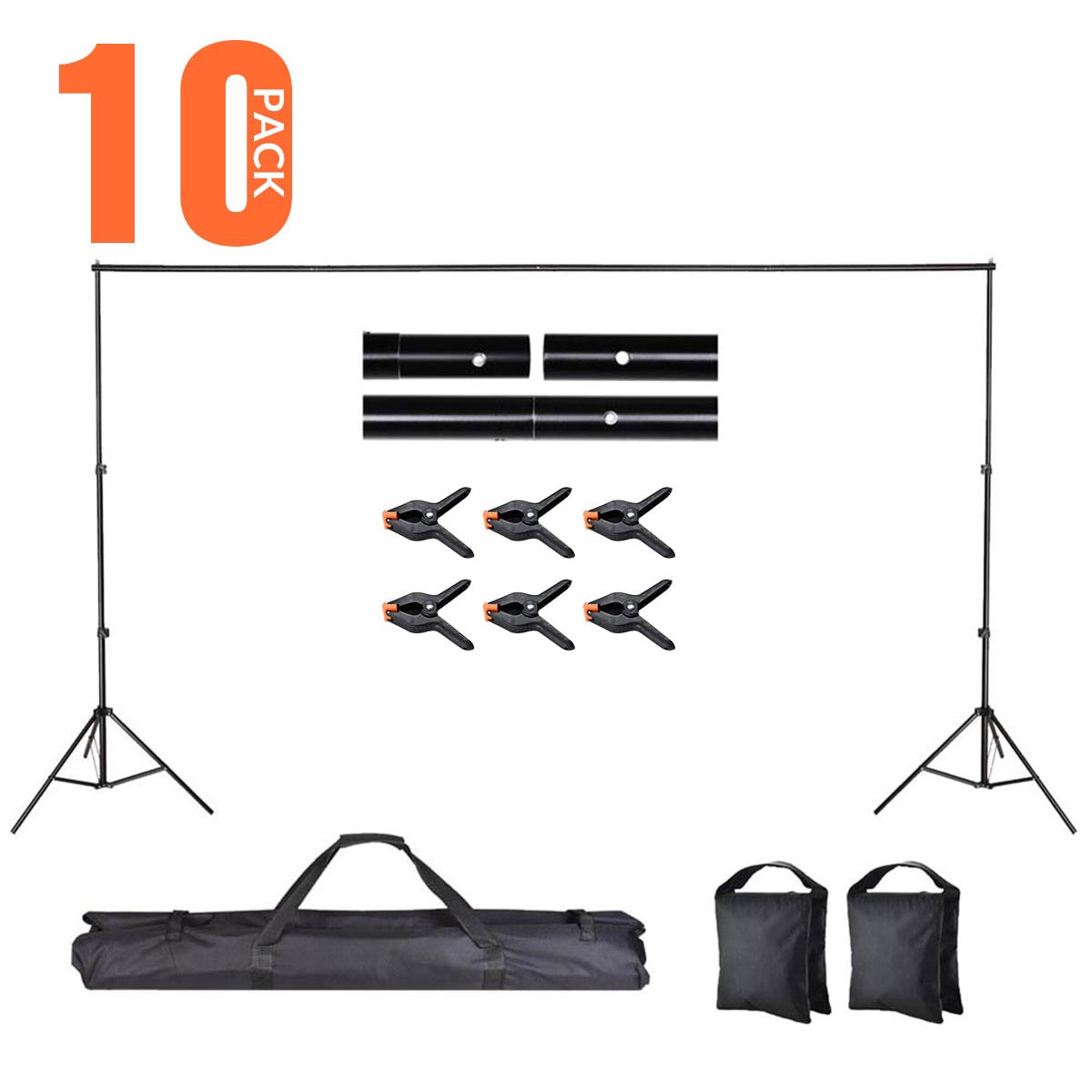 10'Wx7'H Backdrop Stand for Party Newborn Photography, 10ct/pack