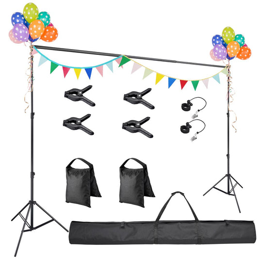 10'Wx9.6'H Backdrop Stand for Party Newborn Photography Black