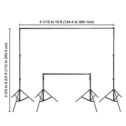 10'Wx9.6'H Backdrop Stand for Party Newborn Photography Black