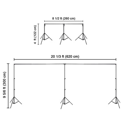 20'Wx10'H Heavy Duty Backdrop Stand Party Newborn Photo Decor Black