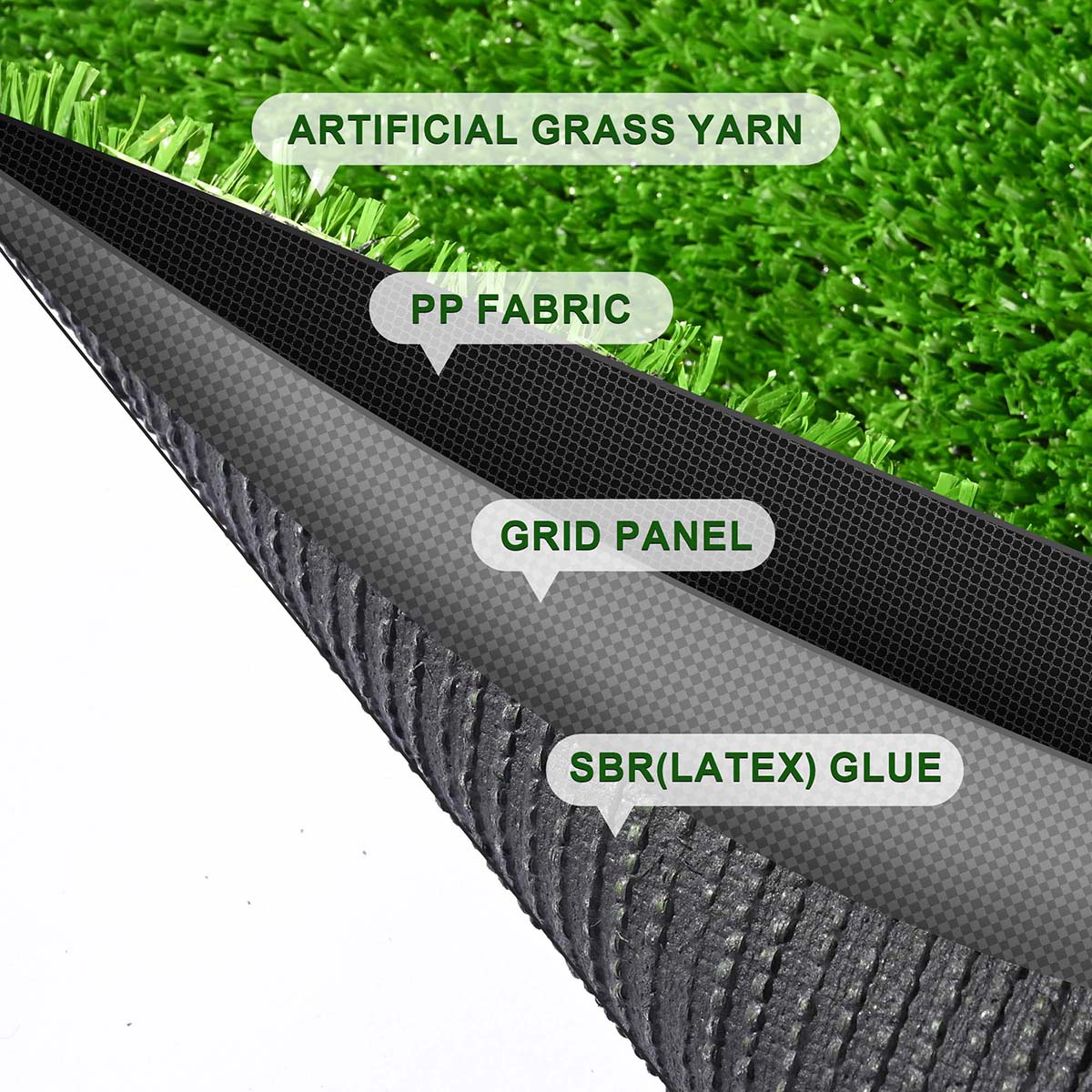 Artificial Grass Turf Faux Grass 3/8" Thick, 65x3ft Green