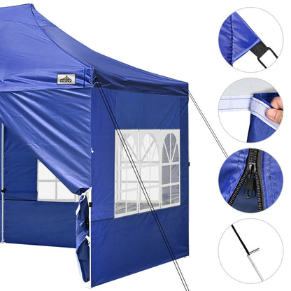 10x20ft Pop Up Canopy Tent with Sidewalls Waterproof Blue Blue