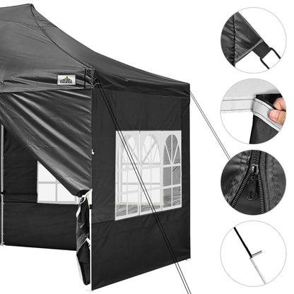 10x20ft Pop Up Canopy Tent with Sidewalls Waterproof Black Black