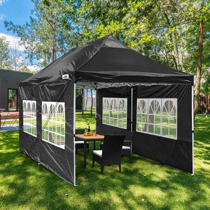 10x20ft Pop Up Canopy Tent with Sidewalls Waterproof Black Black