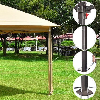 11x11ft Patio Canopy with Screen Steel Frame Beige