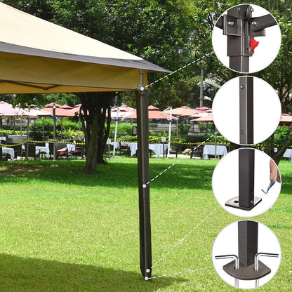 11X11ft Pop Up Screened Canopy Tent for Camping Patio Beige Brown