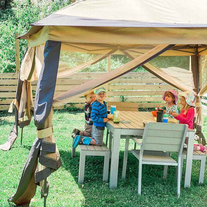 11X11ft Pop Up Screened Canopy Tent for Camping Patio Beige Brown