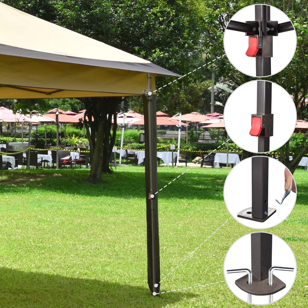 11X11ft Pop Up Screened Canopy Tent for Camping Patio Beige Brown