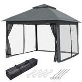 11x11ft Patio Canopy with Screen Steel Frame