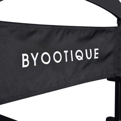 28" Black Directors Chair with Headrest Interview Chair Black