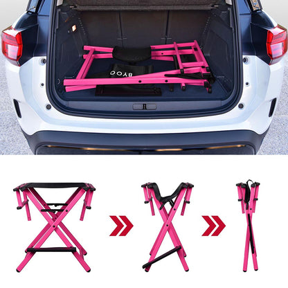 28" Pink Directors Chair with Headrest Folding Event Chair Pink