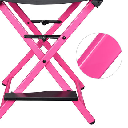 28" Pink Directors Chair with Headrest Folding Event Chair Pink