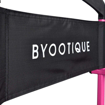 28" Pink Directors Chair with Headrest Folding Event Chair Pink