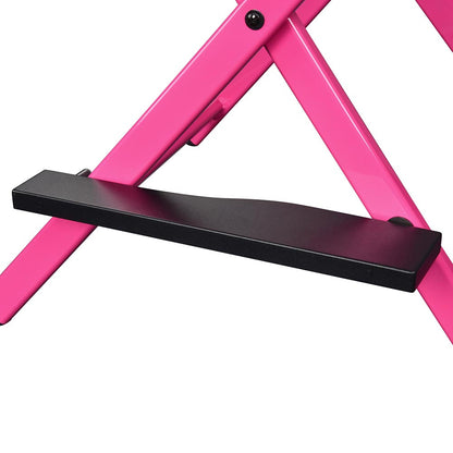 28" Pink Directors Chair with Headrest Folding Event Chair Pink