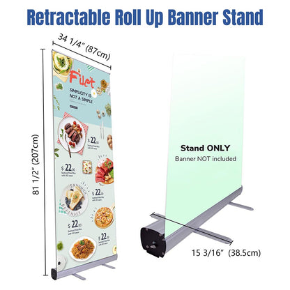 Aluminum Retractable Banner Stand with Legs 33"x79"