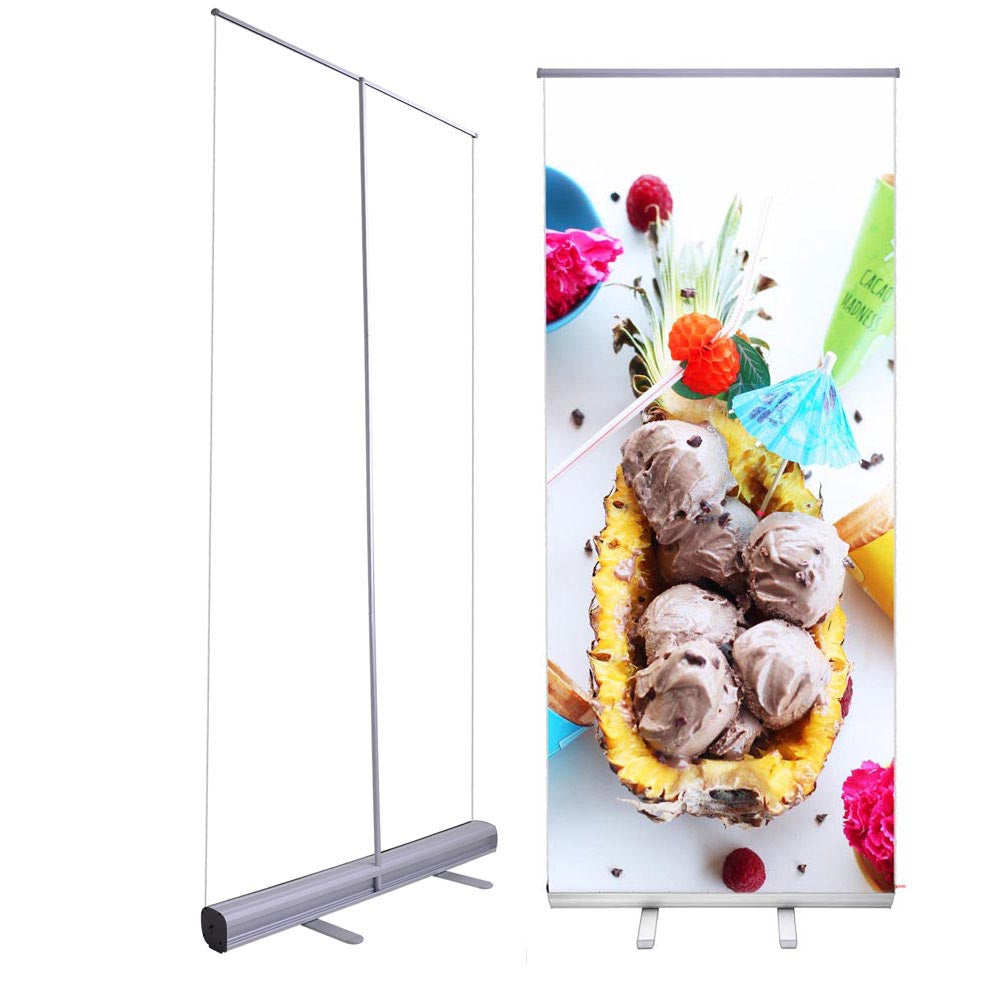 Aluminum Retractable Banner Stand with Legs 33"x79", No graphics