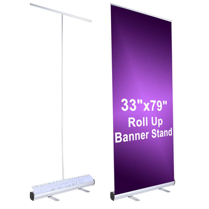 Aluminum Retractable Banner Stand 33"x79" 10ct/Pack Silver