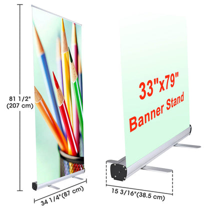 Aluminum Retractable Banner Stand 33"x79" 10ct/Pack Silver