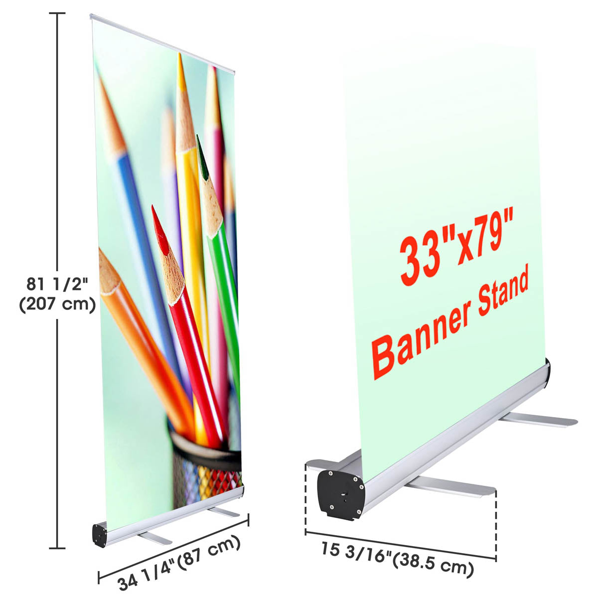 Aluminum Retractable Banner Stand with Legs 33"x79"
