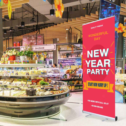 Aluminum Retractable Banner Stand with Legs 33"x79"