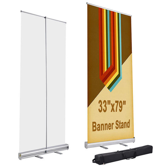 Aluminum Retractable Banner Stand with Legs 33"x79"