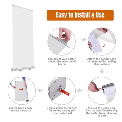 Aluminum Retractable Banner Stand with Legs 33"x79"