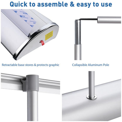 Aluminum Retractable Banner Stand 33"x79"