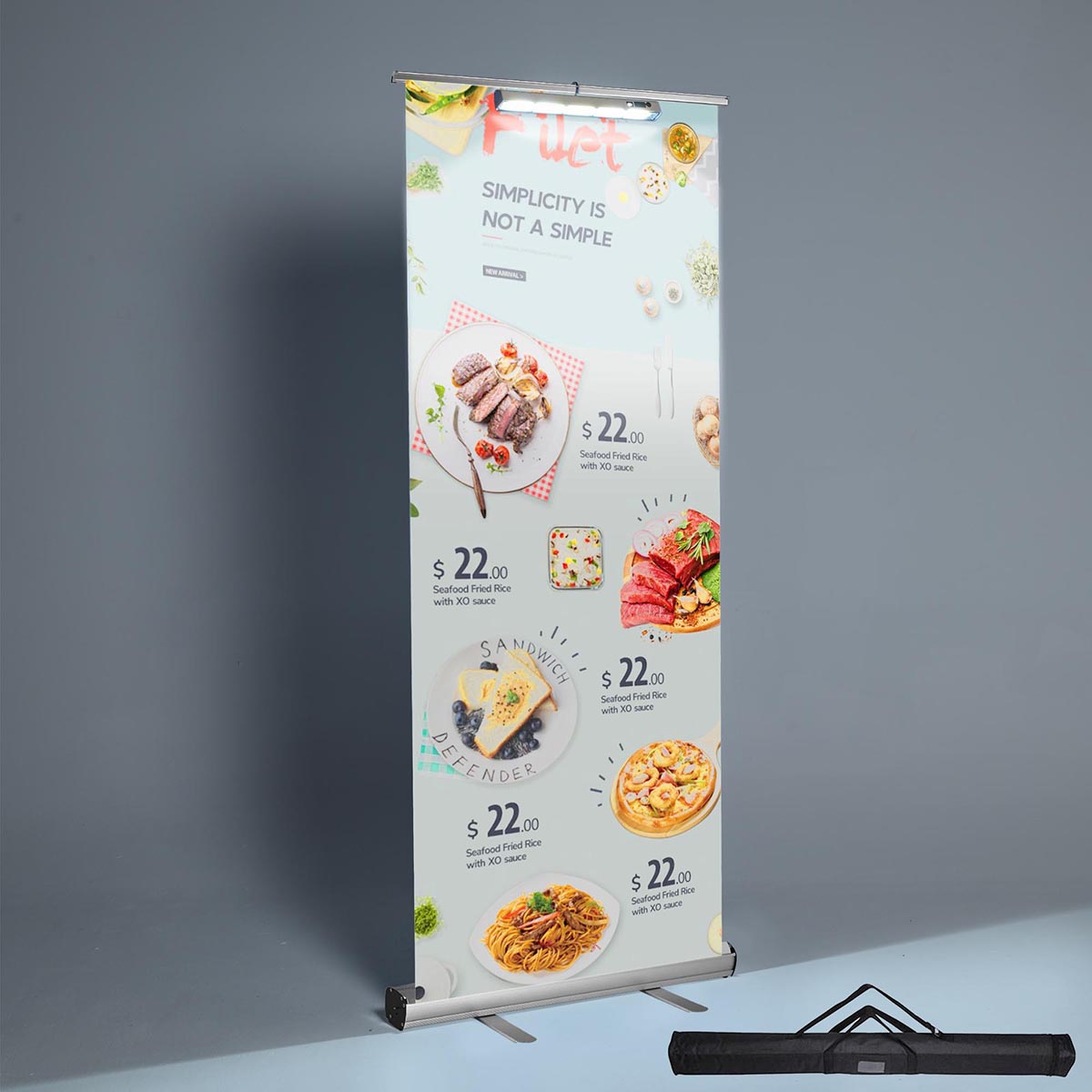 Aluminum Retractable Banner Stand & Light 33"x79"