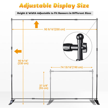 8'Wx8'H Heavy Duty Backdrop Stand for Party Decor Newborn Photo Black